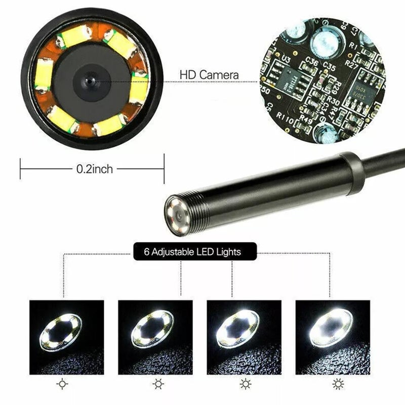 2-in-1 Endoscope Camera, 7mm Waterproof IP67 - 480P HD, 6 LED Lights, Micro USB/Type-C/PC Compatible for Android - Take Photos/Videos, Ideal for Automotive, Pipe, Sewer Inspection - Image 3